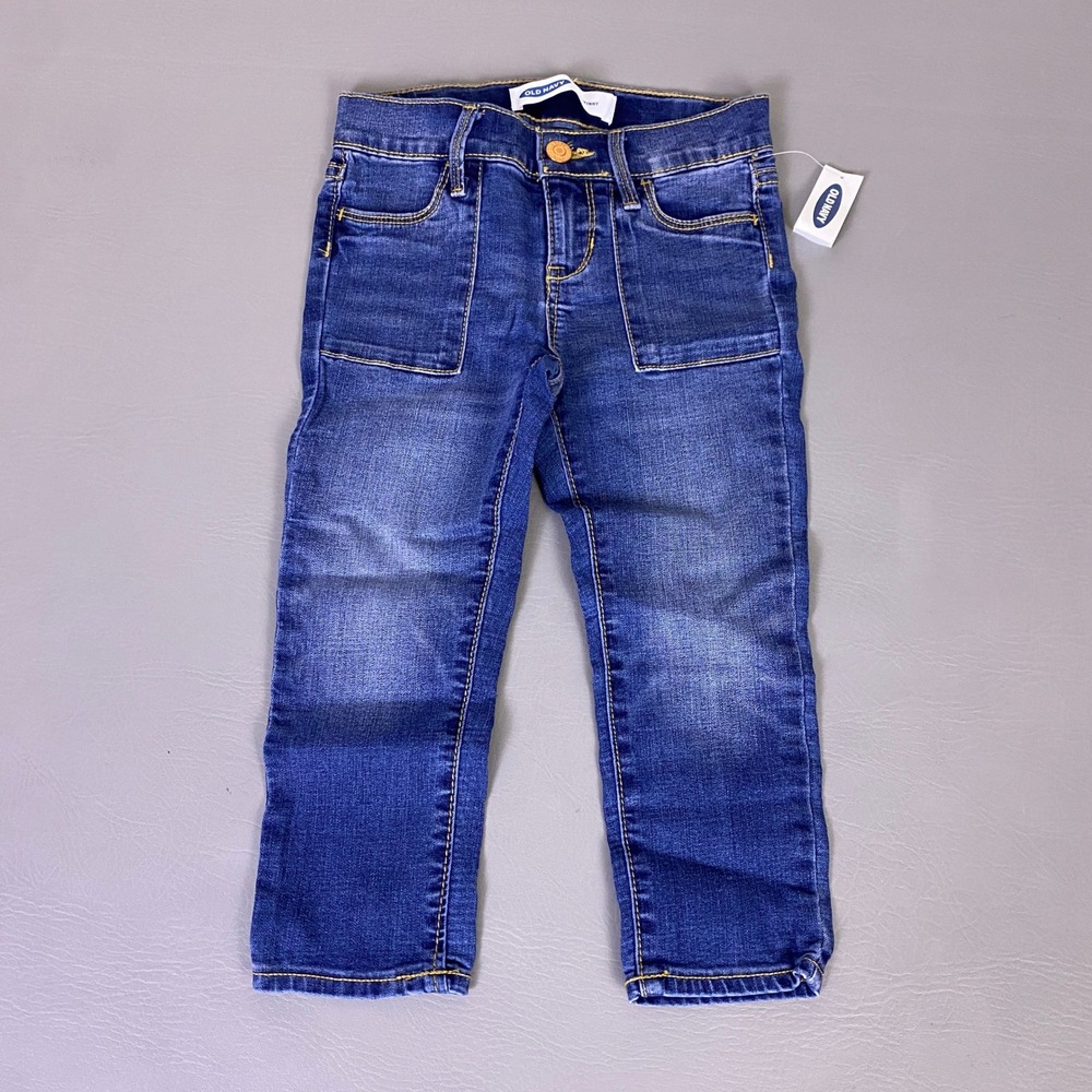 Old Navy Skinny Jeans Girls Size 5 Blue Front Patch Pockets Stretch‎ Denim NEW